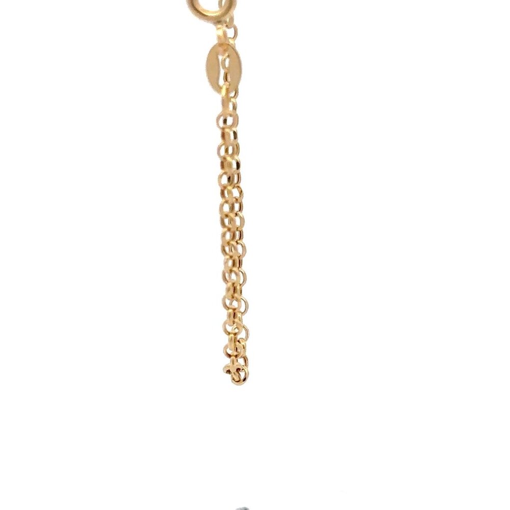 18K Gold Bracelet Rolo Chain Open Heart Charm 8 inches - Picture 7 of 9